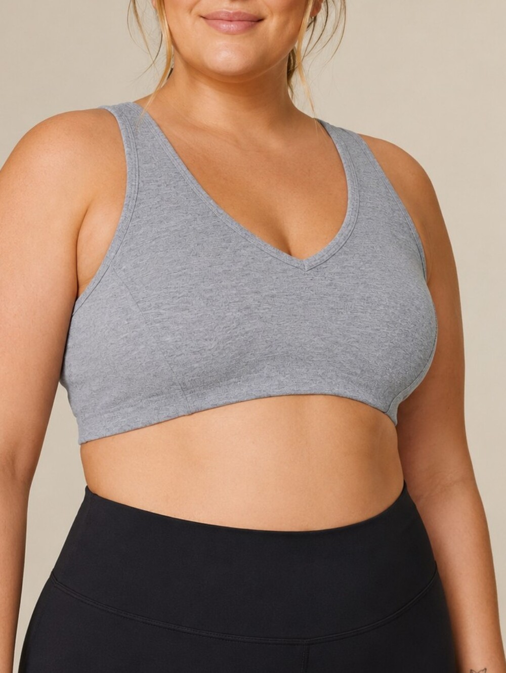 Rainbeau V-Neck Loungewear Bralette Sports Bra Heather Grey Womens Size XL Gorp